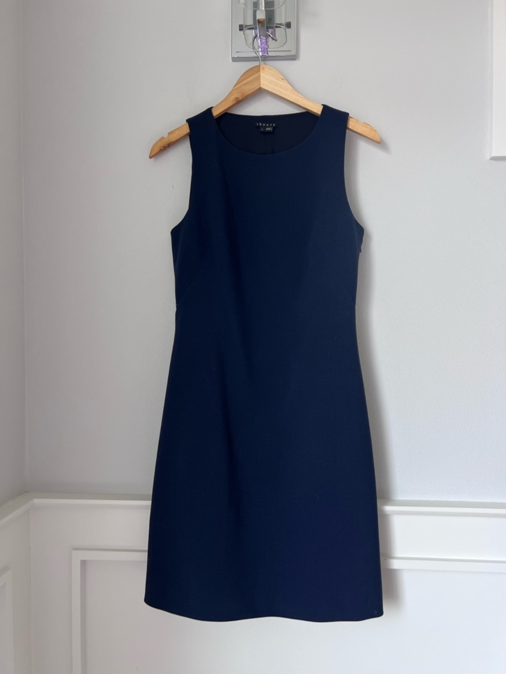 Theory Navy Sleeveless Midi Shift Dress